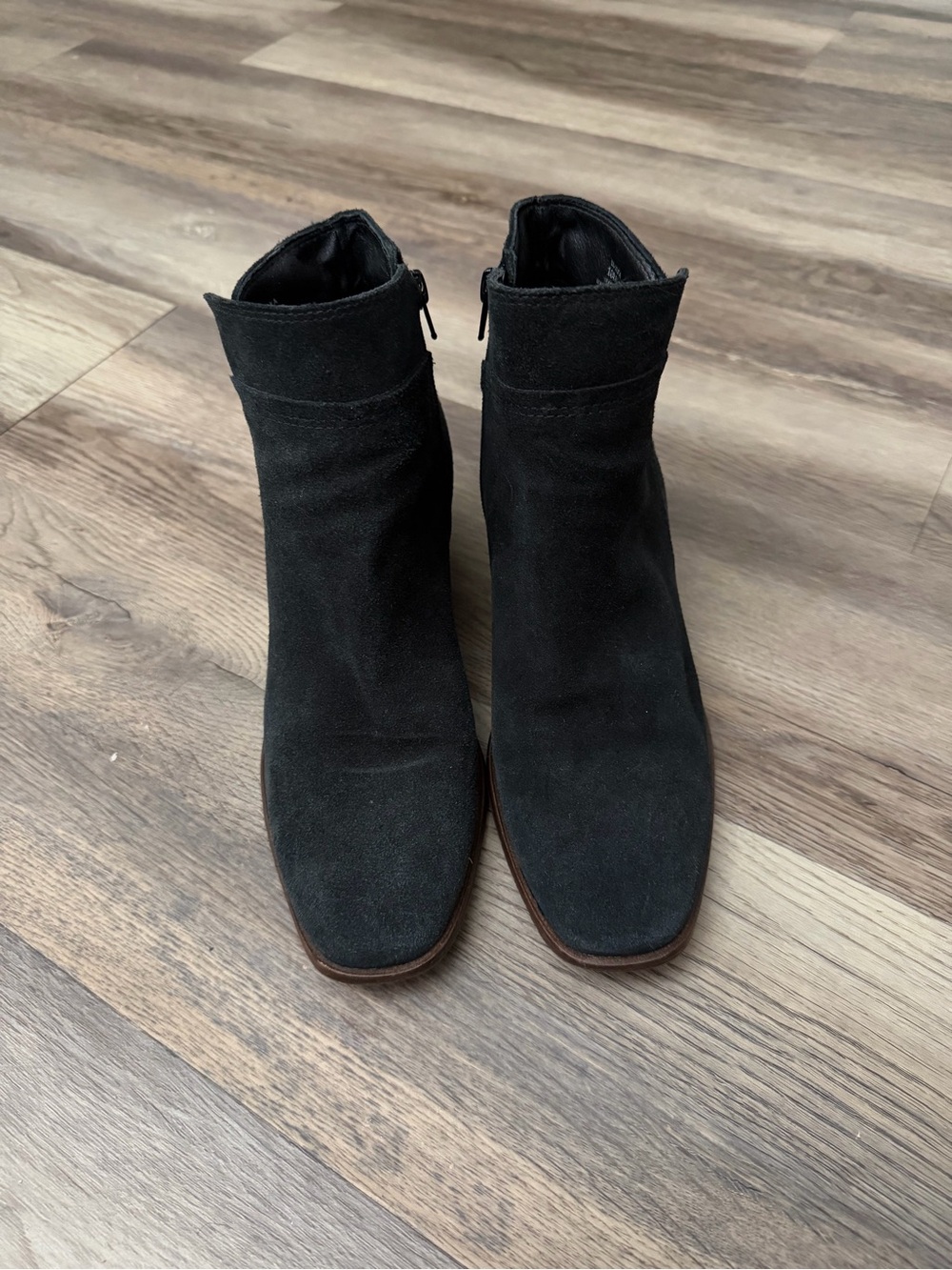 Lucky Brand Black Suede Ankle Booties with Side Zip
